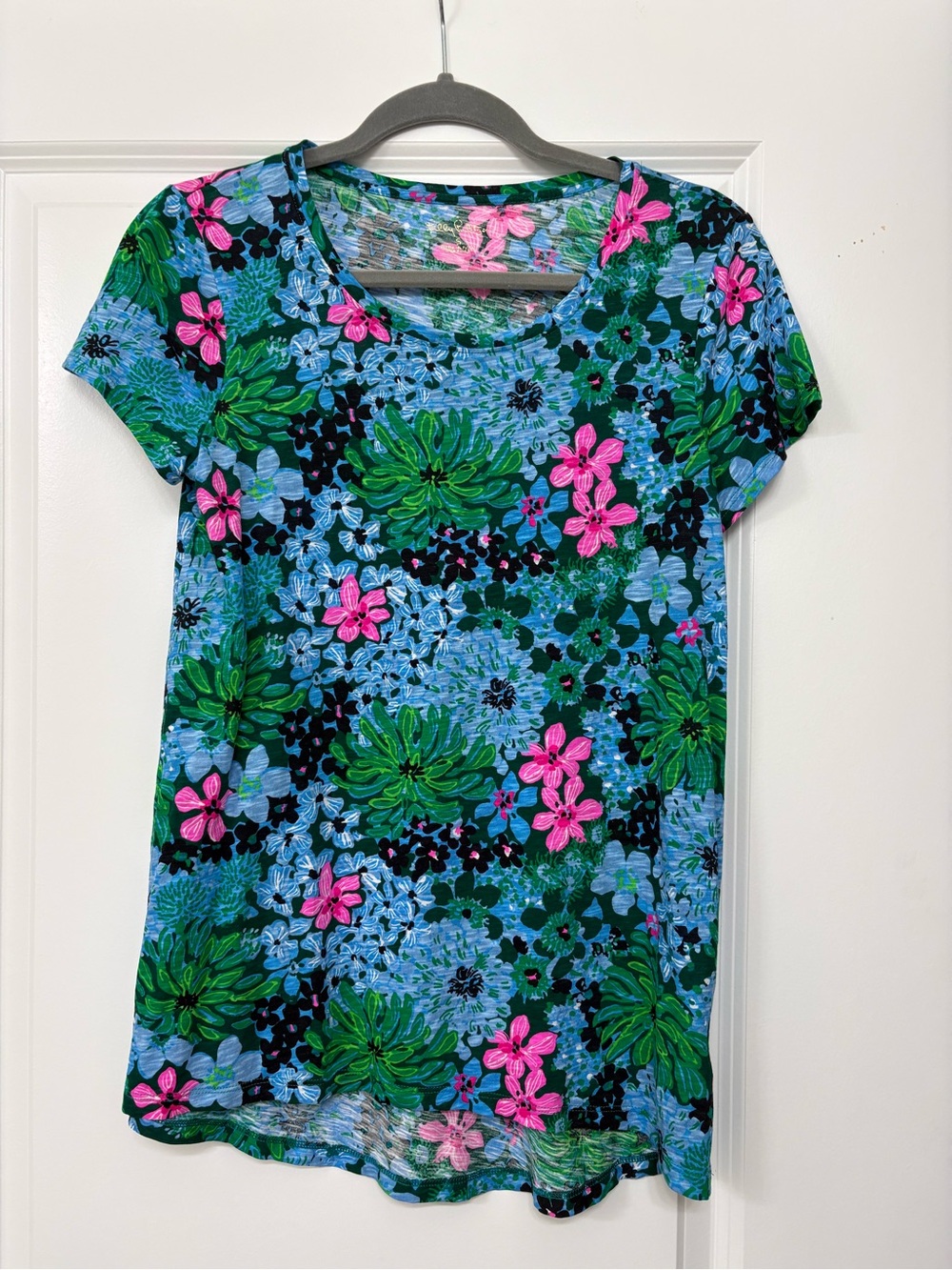Lilly Pulitzer Floral Short Sleeve Tee - Blue, Green & Pink